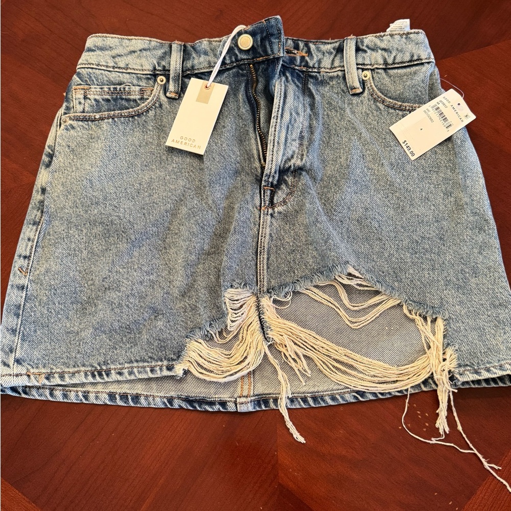 Good American Denim Distressed Skirt